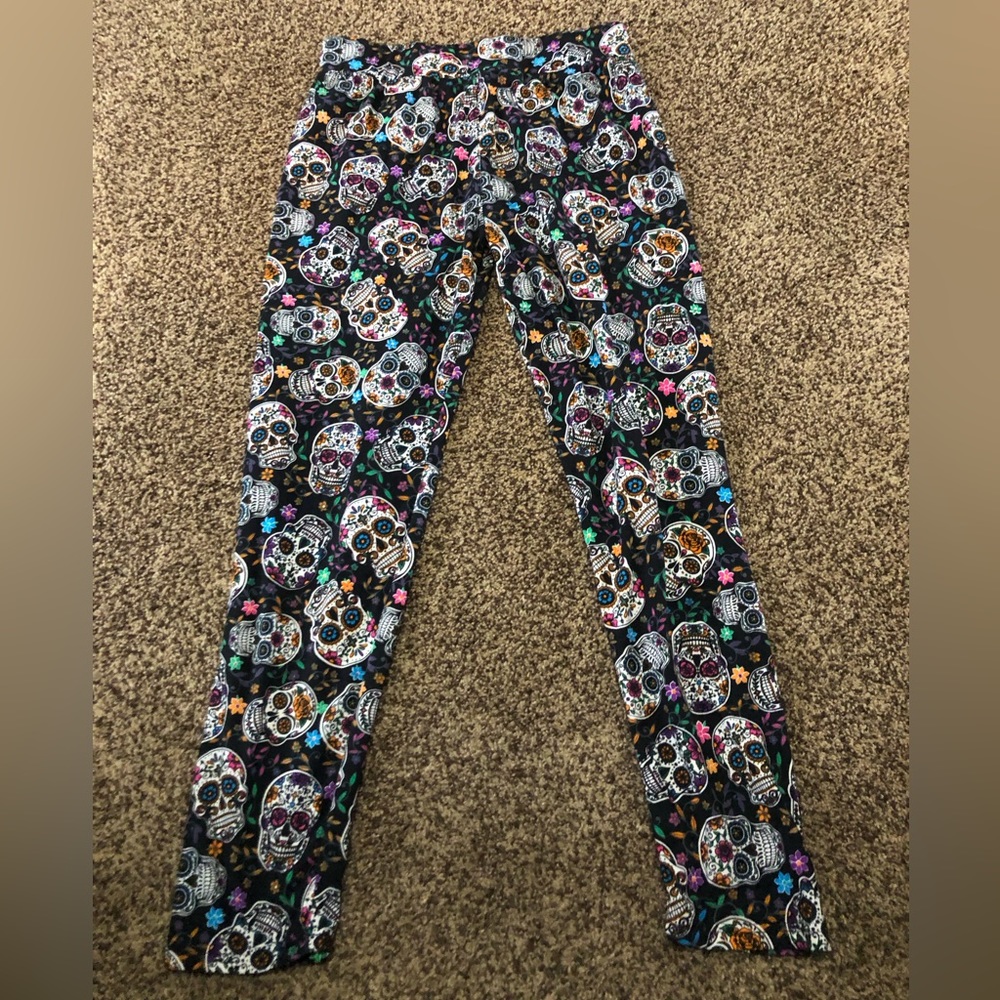 Sugar Skull Leggings Day of the Dead Size XL 8 of Hearts